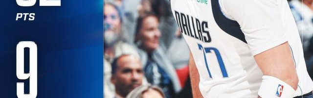 轰32分9助攻还化身防守肉盾！东契奇带队逼平快艇